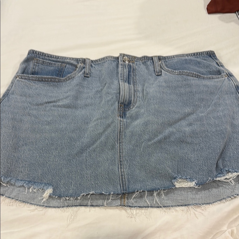 Vanilla Star Light Blue Distressed Denim Mini Skirt